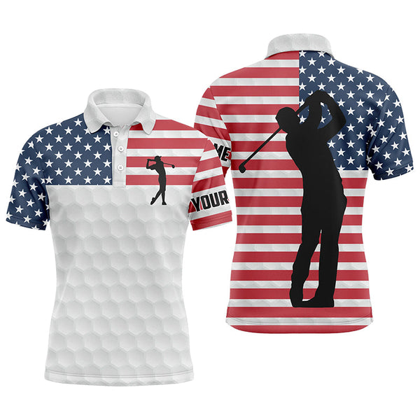 Max Corner Mens golf polo shirts American flag custom white golf ball skin patriot golf gifts for men