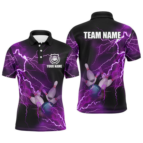 Max Corner Purple lightning thunder Bowling Custom Name And Team Shirt