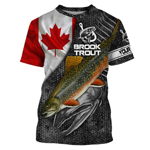 Canadian Flag Brook Trout Fishing Custom Name Fishing Shirts