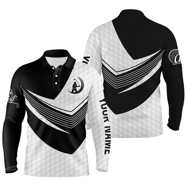 Max Corner Black and White golf balls skin custom name short sleeve, long sleeve golf polos for mens