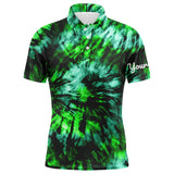 Max Corner Mens golf polo shirt custom green black tie dye men's golf attire, best mens golf wear