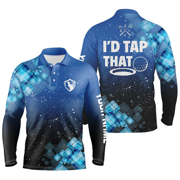 Max Corner Mens golf polo shirts custom name I'd tap that blue abstract funny mens golf shirts golf clothes