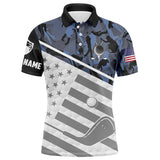 Max Corner Mens golf polo shirts custom name blue camo American flag patriotic golf apparel for men