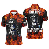 Max Corner Mens golf polo shirts custom name flame golf skull it takes a lot of ballsto golf the way I do