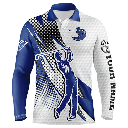 Max Corner Mens golf polo shirts custom name white and blue polo golf shirts for men