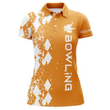 Maxcorners Orange Bowling Argyle Bowling Pattern Premium Customized Name 3D Shirt For Women