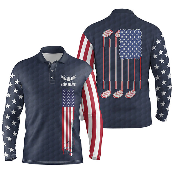 Max Corner Mens golf polo shirts golf clubs American flag custom patriotic golf shirt for mens
