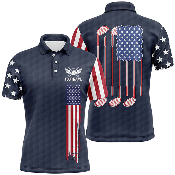 Max Corner Mens golf polo shirts golf clubs American flag custom patriotic golf shirt for mens