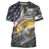 Maxcorners Custome Name 3D Shirts Walleye Fishing American Flag