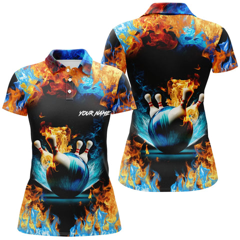 Maxcorners Bowling Water Fire Background Personalized All Over Printed Shirt For Women