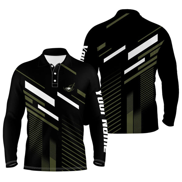Max Corner Mens Golf polo shirts custom name black green plaid golf outfit men, men's golf clothes