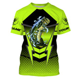 Largemouth Bass Fishing Green Shirt Custom Name Performance Fishing Shirt