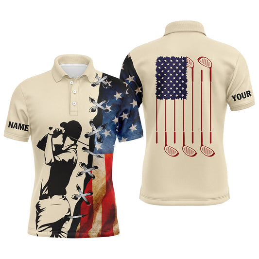 Max Corner Vintage American flag Mens golf polo shirts custom name golf clubs patriotic team mens golf shirt
