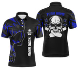 Max Corner Blue and Black Bowling Skull And Star Bowling Patterm Custom Name And Team Shirt