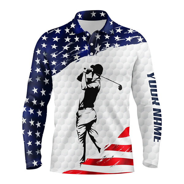 Max Corner Mens golf polo shirts custom name white American flag patriotic golf shirts for mens golfing gifts