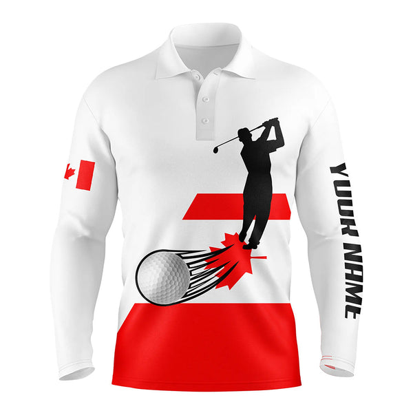 Max Corner Canadian flag Mens golf polo shirts custom name patriotic white golf shirt