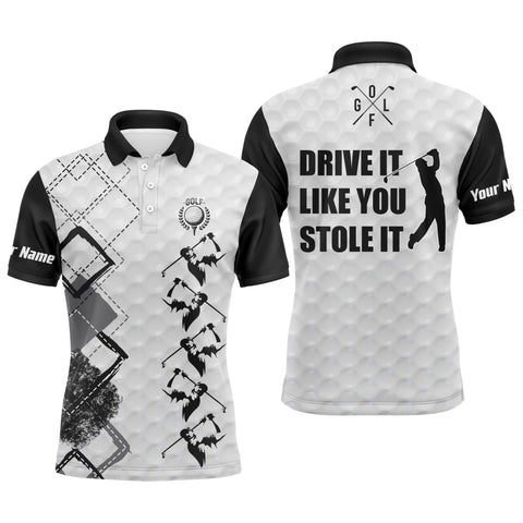 Maxcorners Golf Black And White Drive It Like You Stole it Customized Name All Over Printed Unisex Shirt