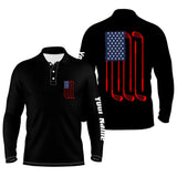 Max Corner Mens golf polo shirts American flag golf clubs custom patriotic black mens golf shirt