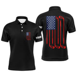 Max Corner Mens golf polo shirts American flag golf clubs custom patriotic black mens golf shirt