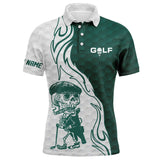 Max Corner Green and white Mens golf polo shirt custom name golf skull shirts