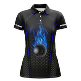 Maxcorners Black And Blue Bowling Ball Fire Premium Customized Name 3D Shirt For Women