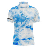 Max Corner Mens golf polo shirts blue tie dye pattern custom pattern golf shirt for men