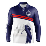 Max Corner Mens golf polo shirts custom blue and white golf shirts