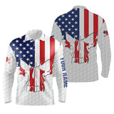 Max Corner Mens golf polo shirts American flag patriotic custom skull golf ball shirt for men, best men golf wear