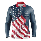 Max Corner Red white and blue American flag Mens golf polo shirts custom patriotic mens golf shirts