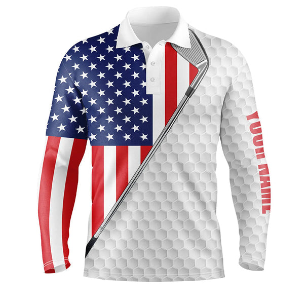 Max Corner American flag white Mens golf polo shirts custom name golf clubs patriotic team golf shirt for mens