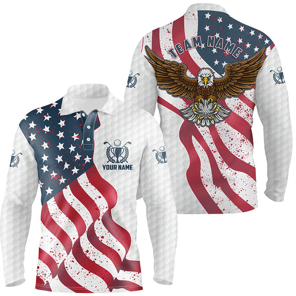Max Corner Eagle American flag Mens golf polo shirts custom white team patriotic golf shirts for mens golfers