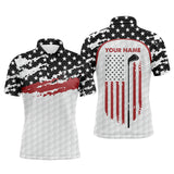 Max Corner Mens golf polo shirt custom golf club American flag patriotic white golf shirts for men