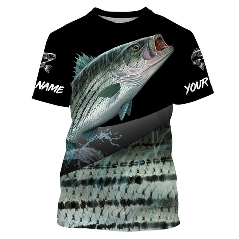 Custom Striped Bass Fishing Jerseys, Personalized Striper Fishing Scales Fishing Shirts