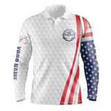 Max Corner American flag white golf ball Mens golf polo shirt custom patriotic mens golf shirts