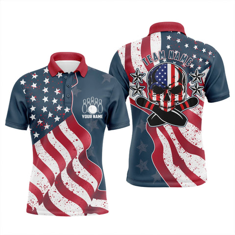 Max Corner Vintage American flag patriotic skull Bowling Jerseys Custom Name And Team Shirt