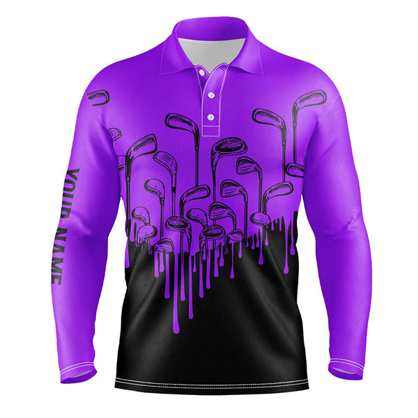 Max Corner Purple and black Halloween golf clubs Mens golf polo shirts custom name male golf attire for men