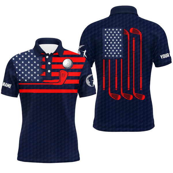 Max Corner American flag patriotic Men golf polo shirts custom name blue golf polo shirt mens