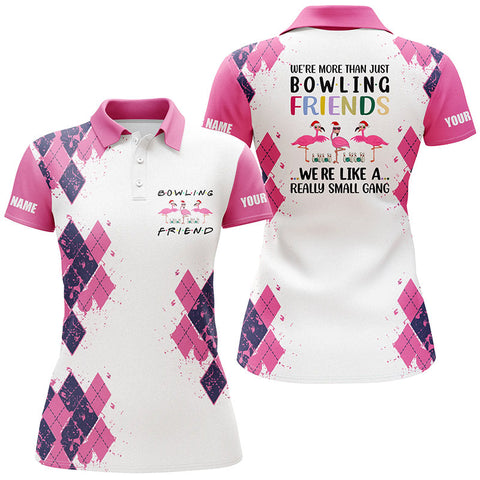 Maxcorners Pink Bowling We're More Than Just Bowling Friends Flamingo Premium Customized Name 3D Shirt For Women