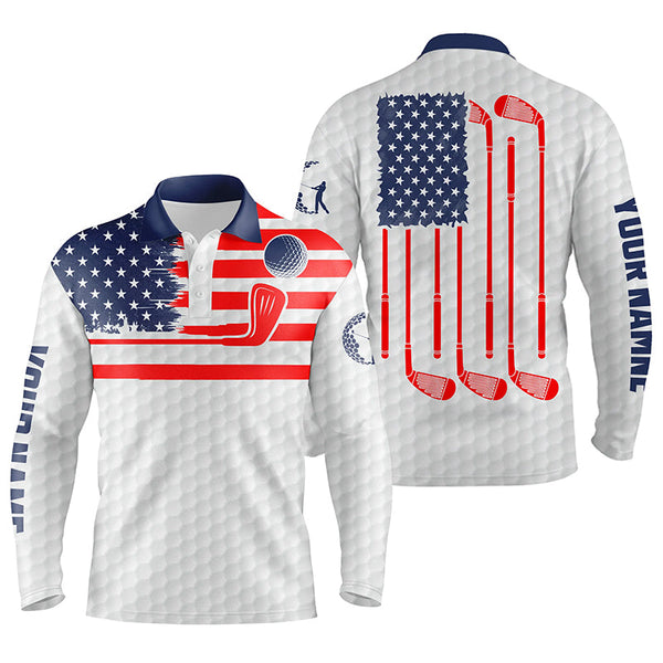 Max Corner American flag patriotic Men golf polo shirts custom name white golf polo shirt mens