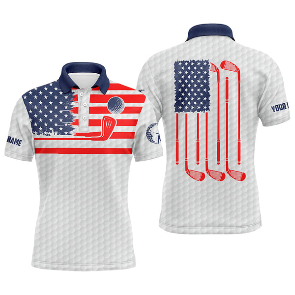 Max Corner American flag patriotic Men golf polo shirts custom name white golf polo shirt mens