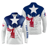 Max Corner Mens golf polo shirts Texas flag patriotic custom skull golf ball shirts for men