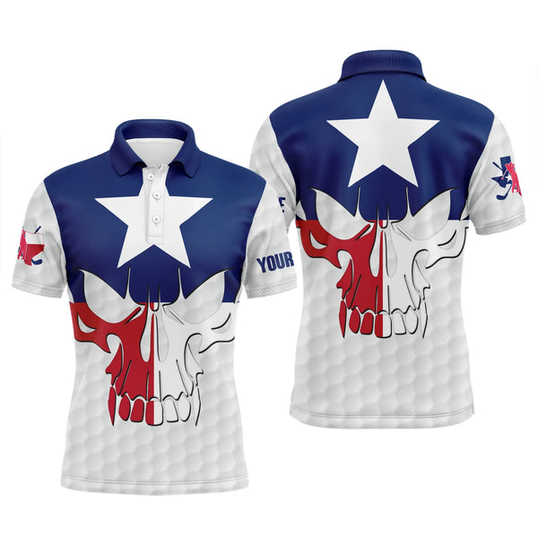 Max Corner Mens golf polo shirts Texas flag patriotic custom skull golf ball shirts for men