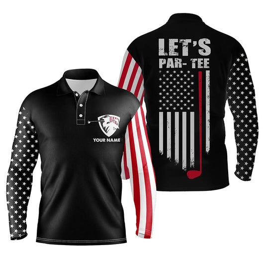 Max Corner American flag golf polo shirt for men custom Let's par tee patriotic mens golf shirts