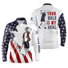 Max Corner American flag patriotic Mens golf polos shirts custom name funny golf skull your hole is my goal