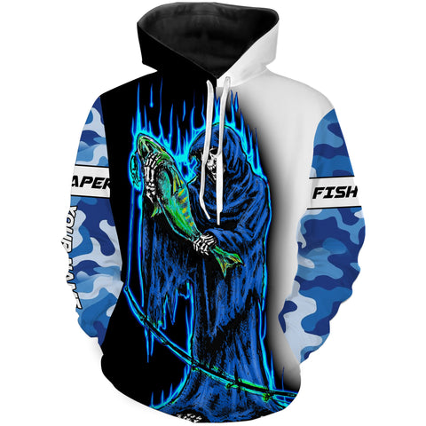 Max Corners Fish reaper fishing blue camo Custom Name 3D Hoodie