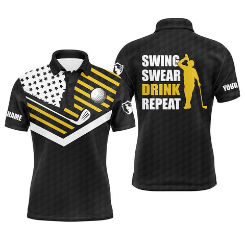 Maxcorners Golf Swing Swear Drink Repeat Customized Name All Over Printed Unisex Shirt