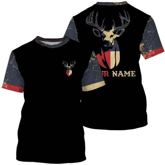 Maxcorners Texas Deer Hunting Tx Flag Custom Name All Over Print Shirt