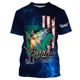 Fishing Makes Me Happy American Flag Yellowfin Tuna Fishing Custom Name Shirt