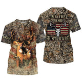 Max Corner "Live Free and Hunt Hard" American Flag Custom Name 3D All over print Shirts Gift For Hunter