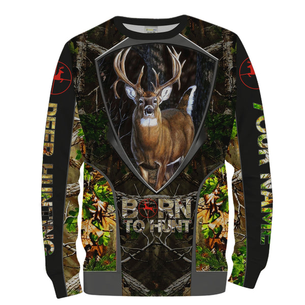 Max Corner "Born to Hunt" Whitetail Deer Hunting Camo Custom Name 3D All over Print Shirts Gift For Hunter